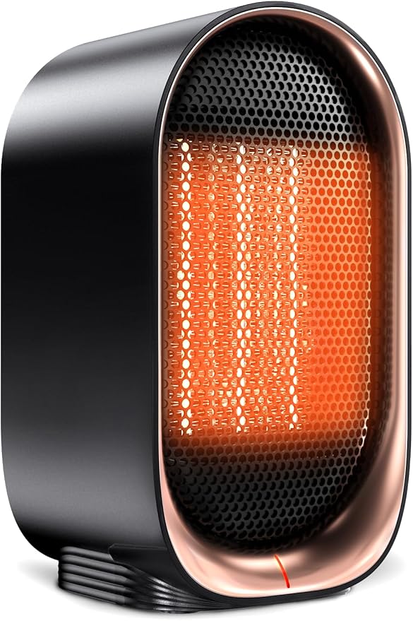 Space Heater, Portable Small Heaters for Indoor Use, Electric Desk Heater with Overheat and Tip-Over Protection, Mini Personal Heaters for Home Office Workspace, Black