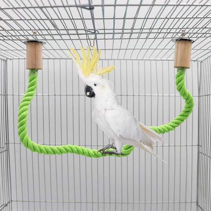 2 Pack Bird Rope Swing Chewing Toy, Hemp Perch Swing, Cage Standing Climbing Pole Accessories for Parrots Budgie Parakeet Cockatiel Cockatoo (39.37 Inches/100 cm)