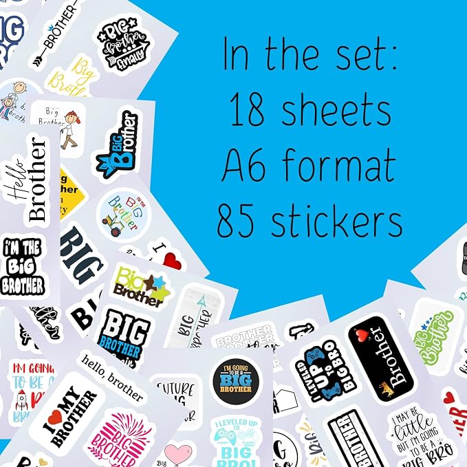 Big Brother Stickers for Water Bottle and Laptop - Big Brother Party Supplies & Decorations, Waterproof Vinyl Decals, Sibling and Family Stickers, Gifts for Women & Men