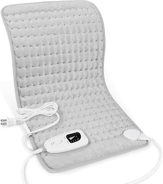 Deepsoon Heating Pad,Electric Heating Pads for Back,Neck,Abdomen,Moist Heating Pad for Shoulder,Knee,Arms,Legs,Dry/Moist Heat & Auto Shut Off,Christmas Gifts for Men and Women,Light Gray,24x12 Inch