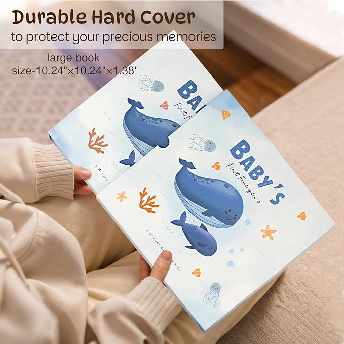 Baby Memory Book Keepsake for Boy and Girl Gifts Timeless First 5 Year Milestone Book to Record Every Event from Birth to Age 5 Gender Neutral Baby Journal Scrapbook Album