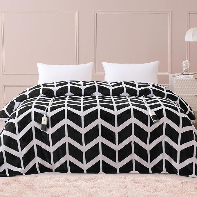 VENTIMI Electric Blanket Queen Size, 84" x 90" Heated Blanket with 9 Heat Levels & 2-4-8-10 Hours Auto Off, Fast Heating Blanket with ETL & FCC Certification, Black
