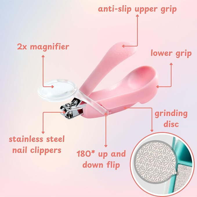 Hedgehog Toe Nail Clippers and Comb Set, 2 Pcs Hedgehog Soft Cleansing Brush and Toenail Clipper with Magnifier, Hedgehogs Massage Combs and Small Nail Clippers, Small Pet Grooming Supplies (Pink)