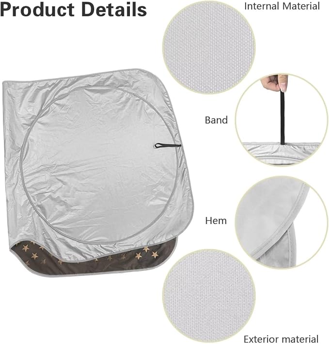 Vintage American Flag Windshield Sun Shade for Front Window Easy to Install Automotive Interior Sun Protection Lightweight Blocking Harmful UV Rays & Heat