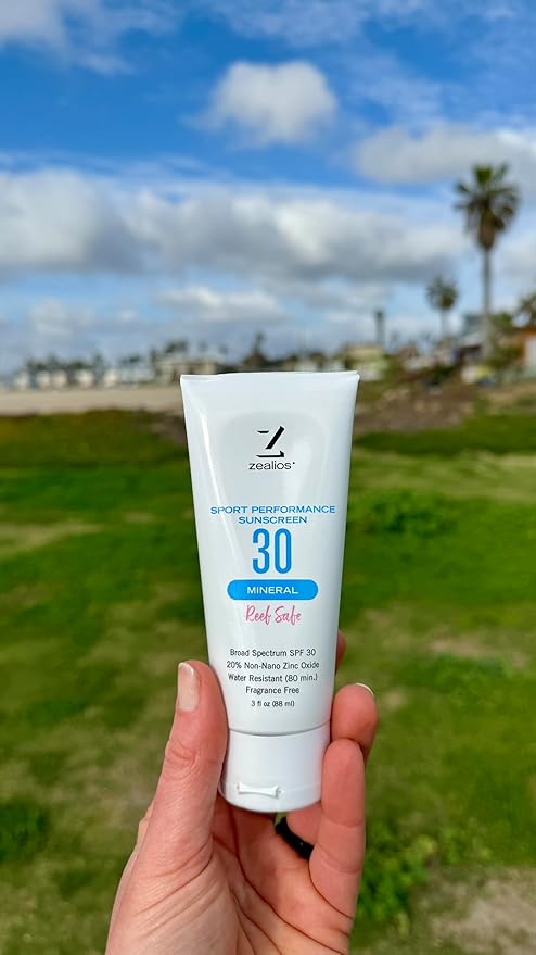Zealios Sport Performance Mineral Reef Safe SPF 30 Sunscreen, 3 oz Tube, Water & Sweat Resistant (80 min) Non-Greasy, 20% Non-Nano Zinc Oxide, for Running, Cycling, Swimming