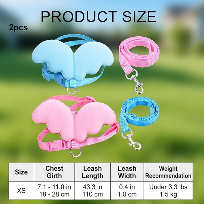2 Piece Pet Ferret Harness and Leash Set, Safety Harness for Ferrets, Kittens, and Hamsters, Outdoor Adventures and Indoor Monitoring Solution, Adjustable Fit for Comfortable Wear
