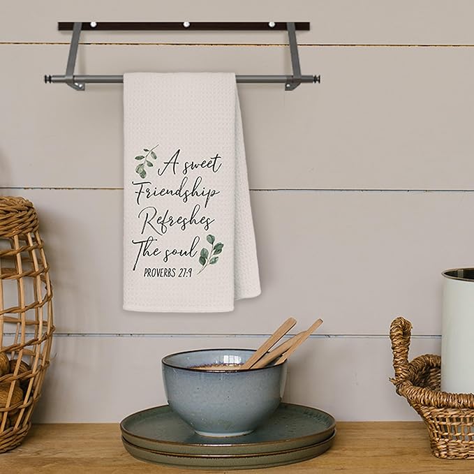 JINYO a Sweet Friendship Refreshes The Soul Kitchen Towels, Gifts for Christian Women Friends Hand Towels for Bathroom Kitchen Decor, Gifts for Best Friend Decorative Dish Tea Towels, 16x24 Inch