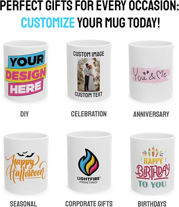 Personalized Coffee Mug – Custom Photo, Text, or Logo Ceramic Mug Tea Cup | Taza Personalizada with Picture or Message | Customized Gift Idea for Men & Women, Mom, Dad, Friends - White/Orange | 15oz