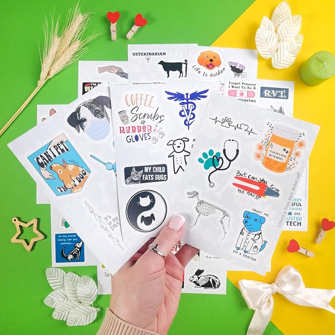 100Pcs Funny Veterinary Stickers and Laptop Decals, Vet Stickers, Veterinarian Decals, Funny Veterinary Gifts, Gifts for Women & Men
