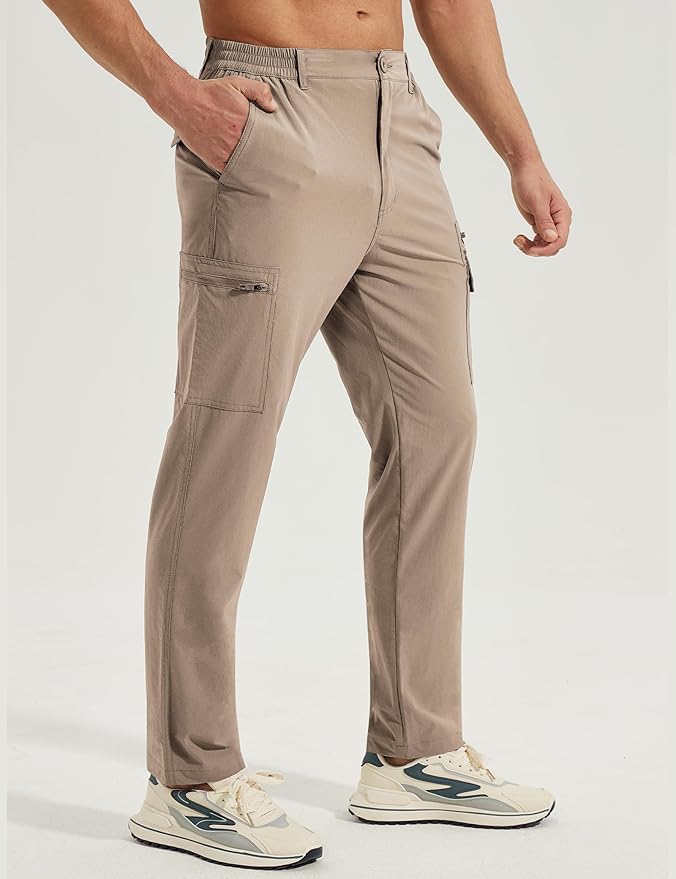 MOURCE Hiking Pants Men Lightweight Quick-Dry - Water Resistant Stretch Travel Pants with 7 Pockets for Outdoor Fishing