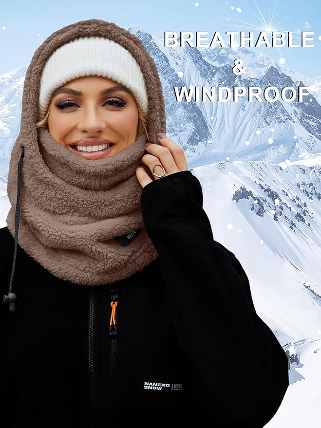 Balaclava Fleece Ski Mask for Men Women Winter Face Masks Windproof Hooded Scarf Cold Weather Hat Neck Warmer