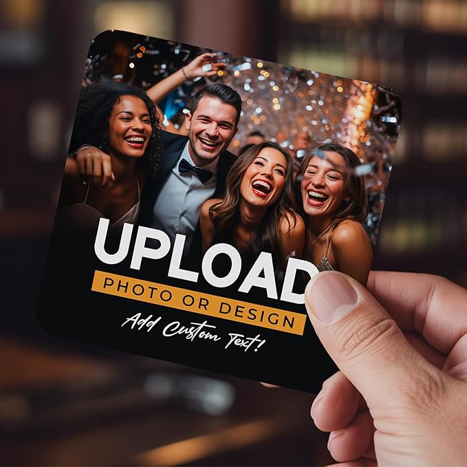 60 Pack Personalized Drink Coasters, Custom Cardboard Coasters with Photo and Text, Design Your Own Coaster for Events, Parties, Bars, and Unique Gifts, 3.95" Round, Design 7