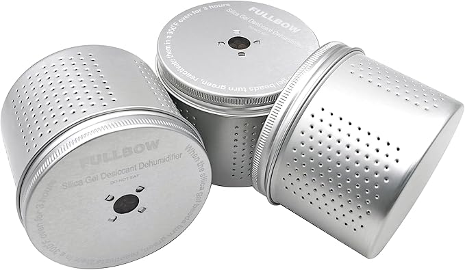 Gun Safe Dehumidifier, Moisture Absorbers, FULLBOW 200g Silica Gel Desiccant Dehumidifier Canister for Safe & Cabinets (3 Units)