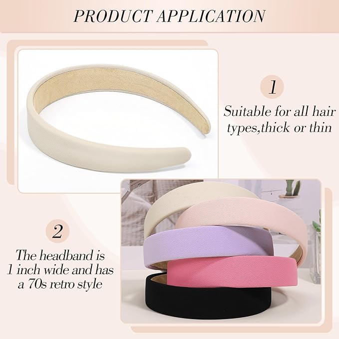 obeoby Cute Pink Headbands, 5Pcs Non Slip Wide Headband Hair Accessories Teen Girls Trendy Stuff Gifts