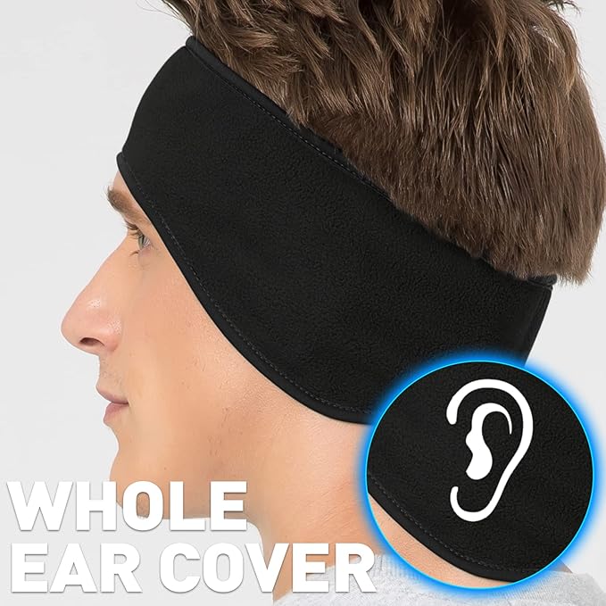 JOEYOUNG Fleece Ear Warmers for Men Women Kids - Winter Headband Ear Muffs Ear Covers for Cold Weather Running Cycling Ski