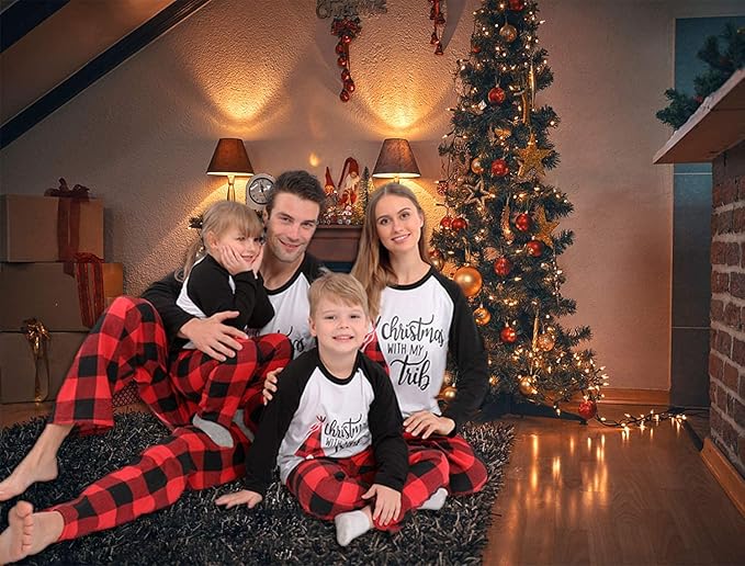 ANGELGGH Matching Christmas Pajamas for Family, Cute Vacation PJs Sets for Couples/Women/Men, Xmas 2 Piece Jammies Sleepwear