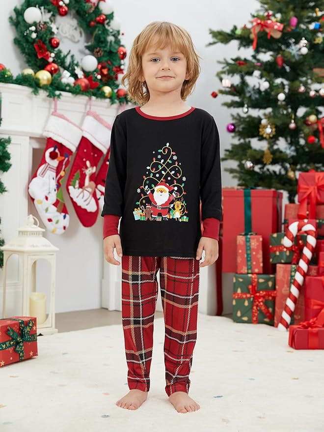 YIJIU Christmas Pajamas Cute Deer Print Long Sleeve Totem PJS Set