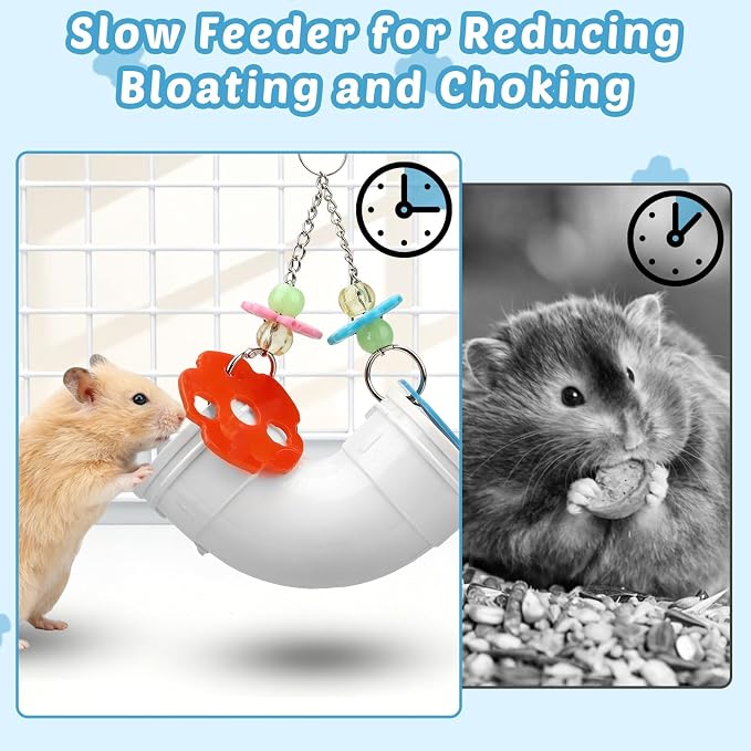 Hypeety Rat Enrichment Toys Cage Accessories Chew Toy for Rat Parrot, White | Promotes natural foraging, reduces boredom, with wide opening, hanging slow feeder for treats, easy-clean, puzzle toy, white