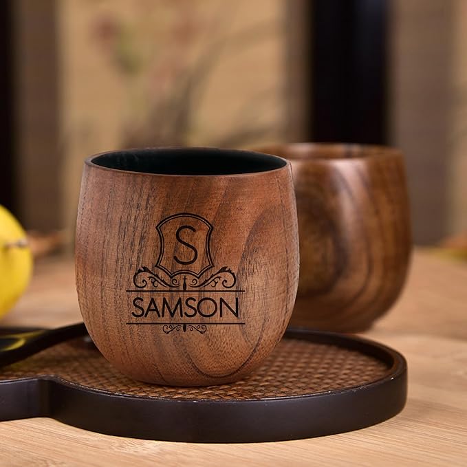 Personalized Whiskey Glasses Custom Wooden Whiskey Glass Groomsmen Gifts Bourbon Drinking Glasses Gifts with Any Text for Birthday Christmas Fathers Day Wedding (Design 2)