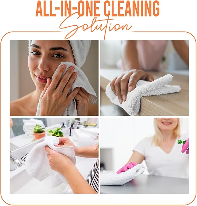 DAN RIVER 100% Cotton Wash Cloths 24 Pack [12x12] Soft & Absorbent washcloths for face, Gym, Hotels & Spa Perfect for Everyday Use Fingertip Towels, Orange
