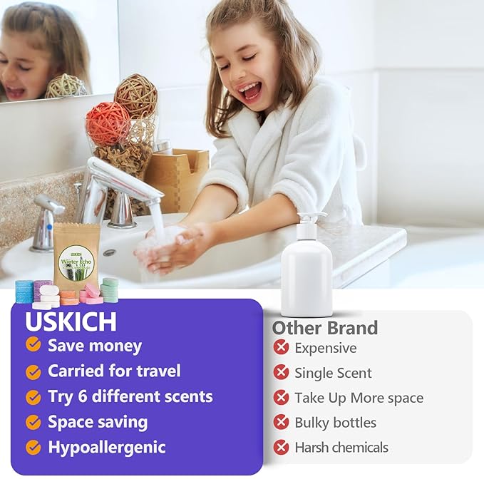 USKICH Foaming Hand Soap Tablet Refills -12Pack | Eco Friendly Products & Cleaning Supplies | Variety Fragrance Soap Refills Tablets for Using With Foaming Hand Soap Dispenser (12 x 8 Fl oz bottles)