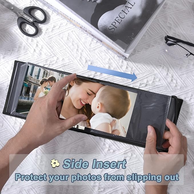 2PACK 4x6 Photo Album, 4x6 100 Pockets Linen Cover Photobook Small Capacity Pictures Book Easy to Classify and Portable for Wedding Family Baby Vacation (Black)