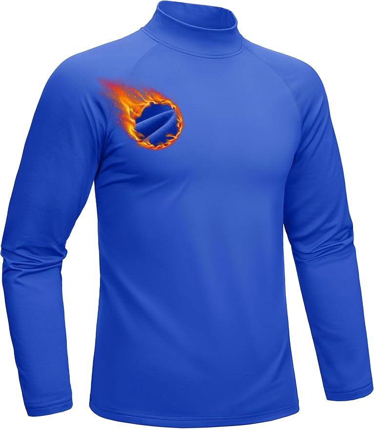 MAGCOMSEN Men's Thermal Shirt Mock Turtle Neck, Fleece Lined Long Sleeve Undershirts, Athletic Warm Base Layer Winter Top