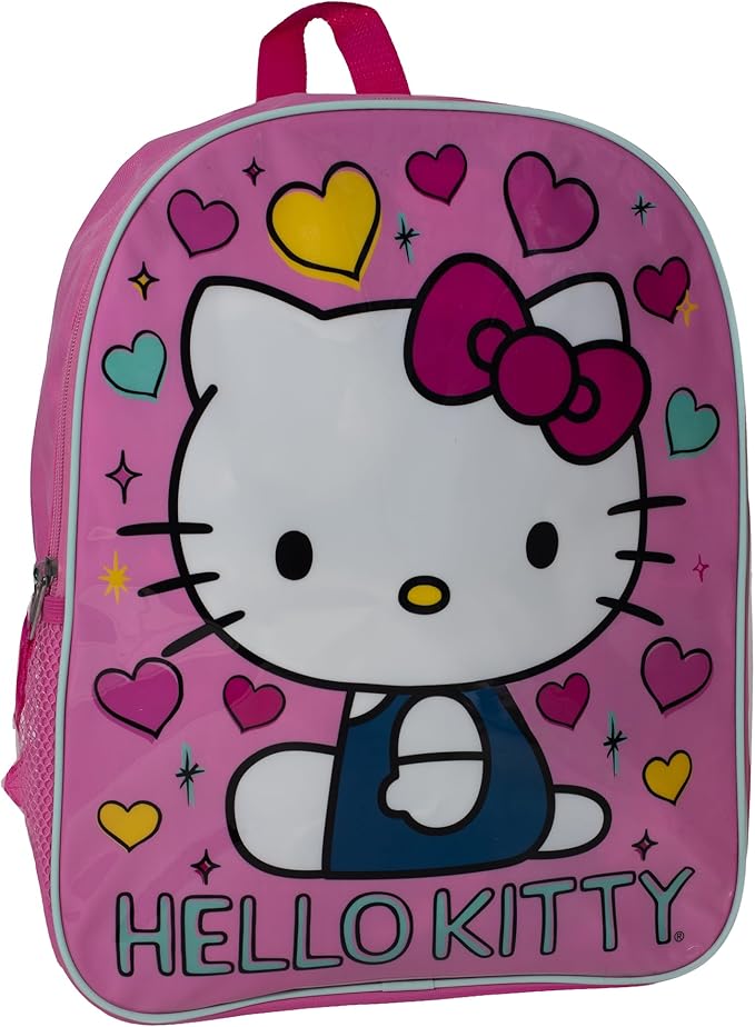 AI ACCESSORY INNOVATIONS Hello Kitty Kids Backpack, Elementary School Girls Book Bag with Padded Straps, Pink