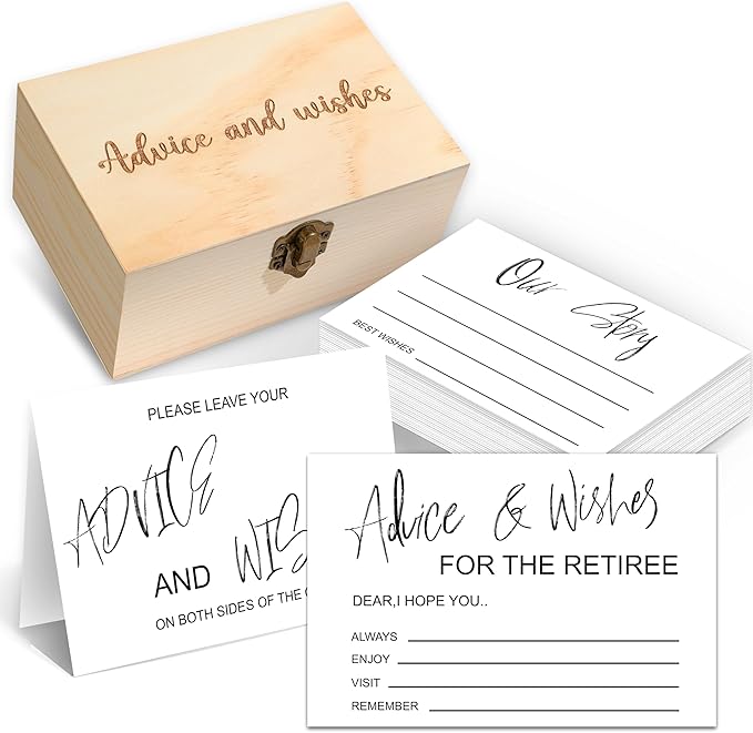 50PCS Retirement Wishes Cards Box for Retirement Party Decorations Favors & Gifts for Women or Men