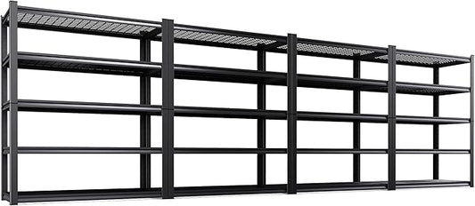 4 Pack 5 Tier Heavy Duty Garage Shelving,2500LBS Adjustable Metal Storage Shelves, Boltless Shelving Unit for Garage, Basement, Warehouse, Pantry, Closet, Kitchen,78"x46"x19.7" Black