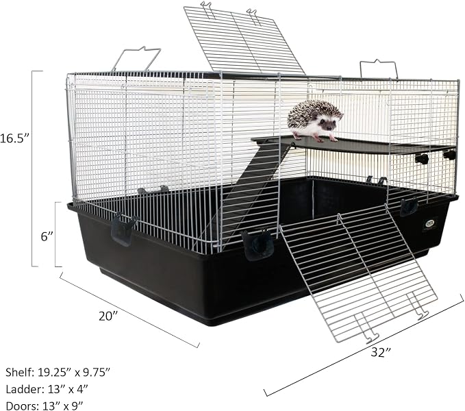 Exotic Nutrition Hedgehog Home & Starter Package - Includes Durable Cage, Exercise Wheel, Healthy Food, Natural Treat, Multi-Vitamin & Hideout