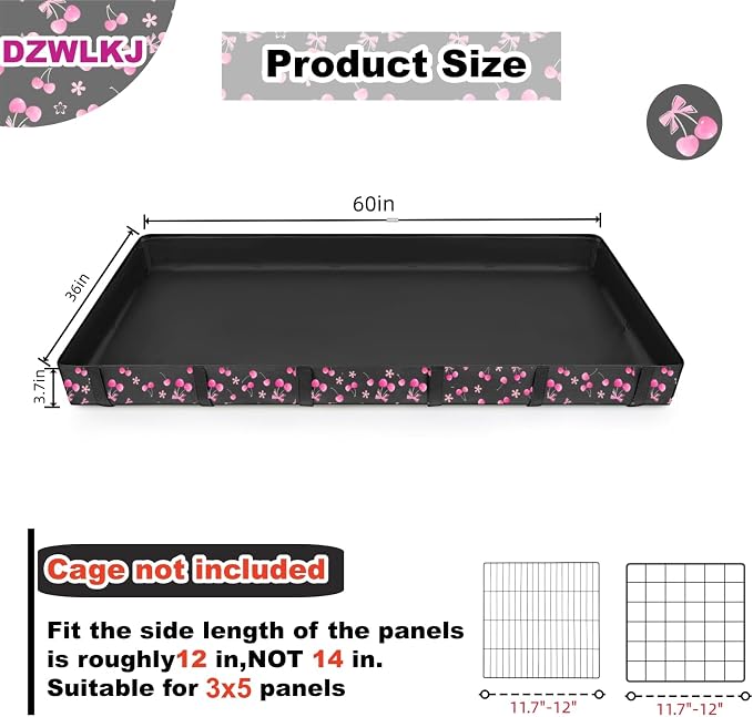 DZWLKJ Waterproof Guinea Pig Cage Liner,Washable Tarp Bottom Base,Cherry Graphic,36"x60", Reusable for Rabbit, Chinchilla, Hedgehog, Ferret & Other Small Animals.