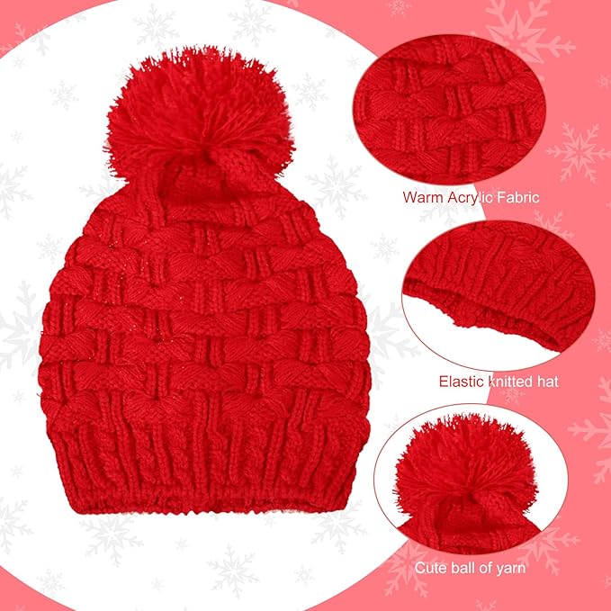 JenPen 4 Pcs Winter Hat Scarf and Gloves Set for Women Include Ear Cover Cold Weather Scarf Hat Knit Beanie Gloves
