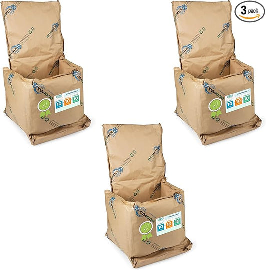 IDL Packaging 10" x 10" x 10" Insulation Liners for Shipping Box, 1.5 Gallons Capacity, Pack of 3 - EcoMax™ Thermal-Paper Liners, Absorb Condensation - For Frozen Food, Meat, or Fish