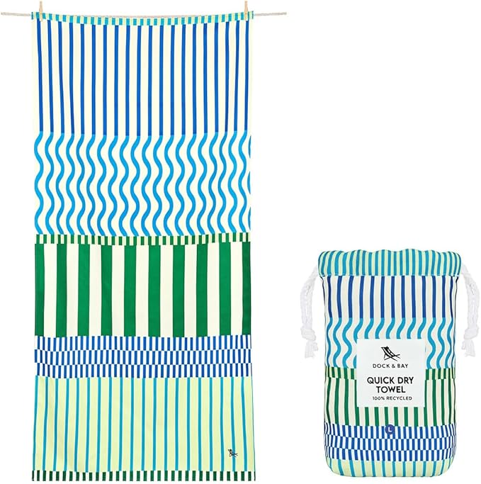 Dock & Bay Beach Towel - Quick Dry, Sand Free - Compact, Lightweight - 100% Recycled - Includes Bag - Summer Sugar - Set of 6 - Large (160x90cm, 63x35)