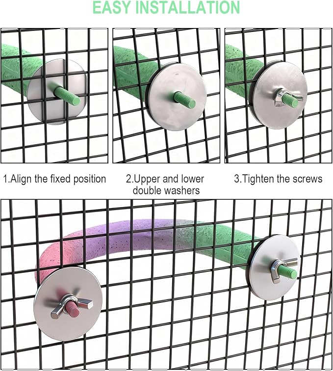 U Shape Parrot Perch Cage for 4cm Large Pad Fits Bird perches | Fits Horizontal Vertical Bars Washable Colorfast Resin Perch for Budgies, Cockatiels to Trim Nails Beak Naturally