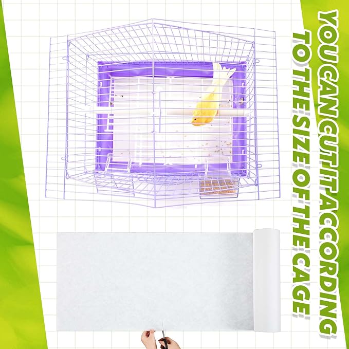 Drydiet Cage Liner for Birds, 100 ft x 11 Inch, Parakeet Cage Liners | Disposable, Precut Absorbent Bird Paper Accessories, for Pet Animal, Parrot, Parakeet, Conure, Superior Absorbent Liner