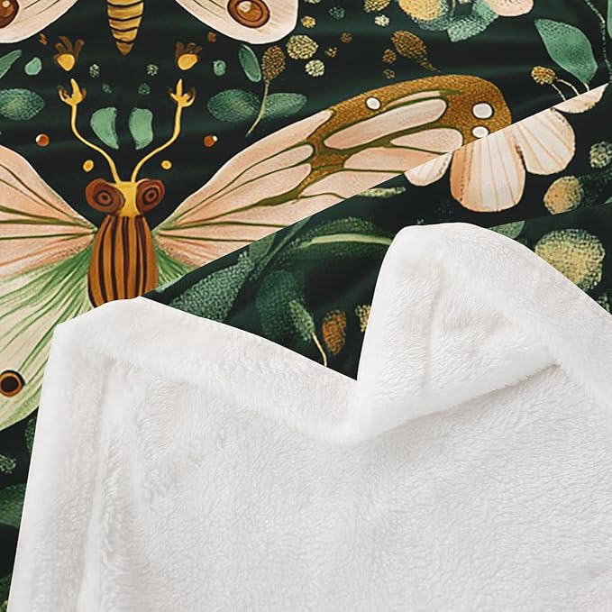 Feelyou Girls Butterfly Fleece Throw Blanket Throw 50"x60" Kids Botanical Leaves Sherpa Blanket Plush Fuzzy for Bed Couch Chair Living Room, Beautiful Flower Bed Blanket Room Decor