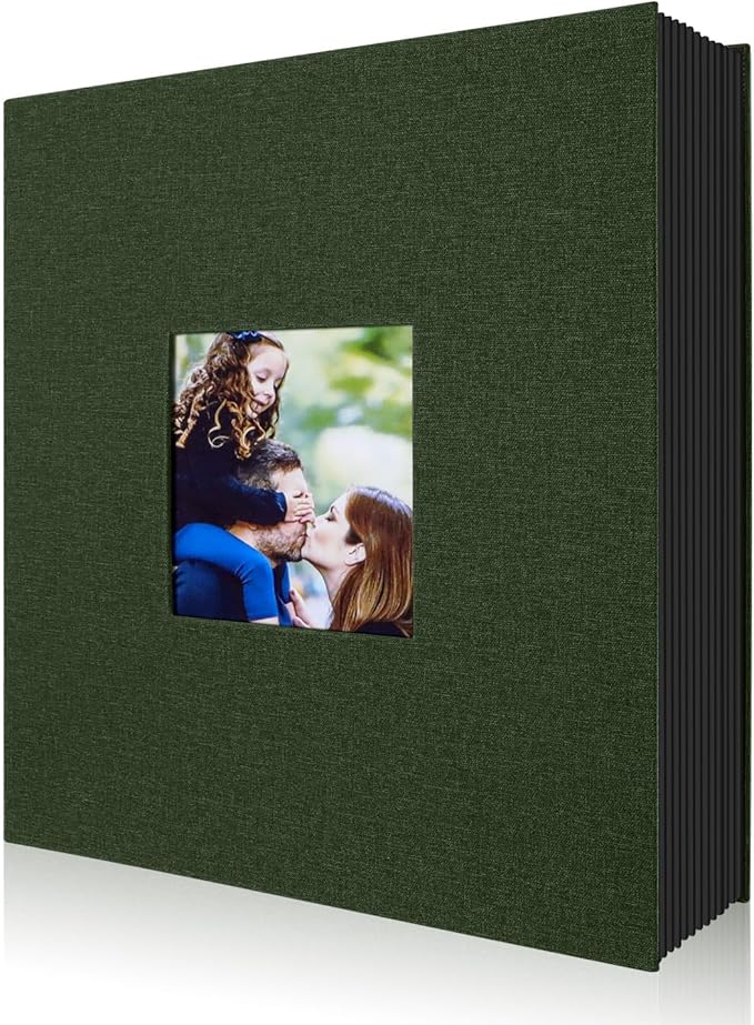 Ywlake Photo Album 4x6 400 Pockets, Linen Photo Albums Holds 400 Vertical Pictures Only Green