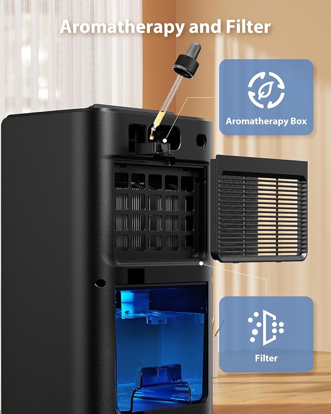 Dehumidifiers for Home, 850 sq.ft 95oz Dehumidifier with Drain Hose Timer Sleep Mode Auto-Off 7 Colors Light, Dehumidifiers for Basements Bathroom Bedroom RV Black Gold
