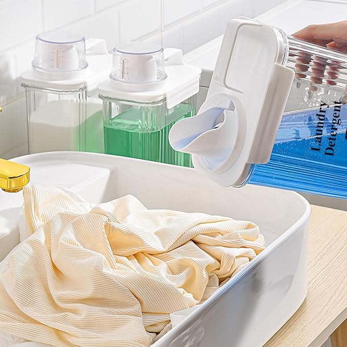 2 Pack Laundry Detergent Dispenser for Organization & Storage, 1500ml Liquid Dispenser with 4 Removable Labels, BPA & Pet Free, Clear