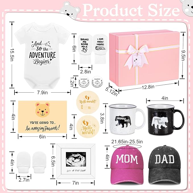 New Parents Gifts for Couples, First Time New Mom and Dad to Be Gifts Expecting Parents, Gender Reveal & Baby Shower Gifts for Parent to be, Baby Gift Basket 2025, Pregnancy Announcement, Girls, Boys