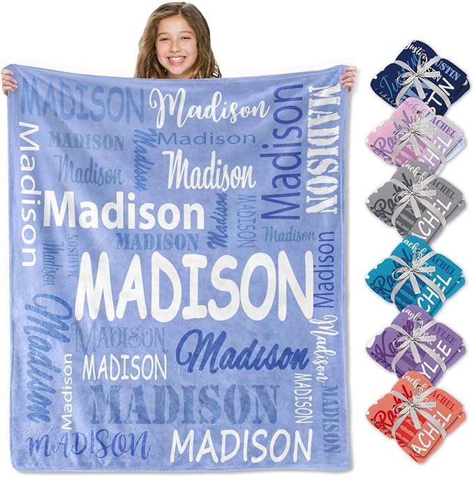 Ships Next Day, Personalized Blankets and Throws Custom Blanket with Name Customized Flannel Blanket for Kids Christmas Blanket Gifts for Teen Girls Boys