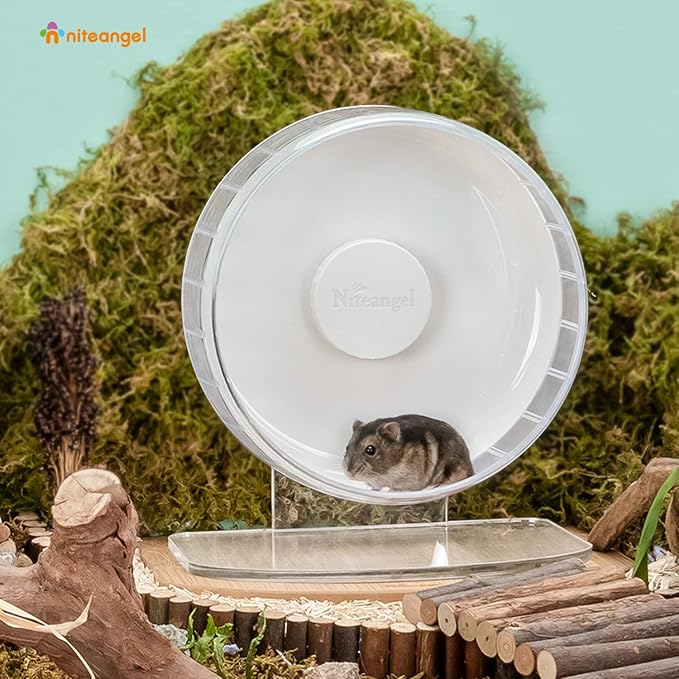 Niteangel Super-Silent Hamster Exercise Wheel: Quiet 8.2 inch Running Wheel | Can 9.1-11.8" Adjustable Height - No Bend Back Spinner Running for Dwarf Syrian Hamster Gerbils Mice Or Other Small Animal