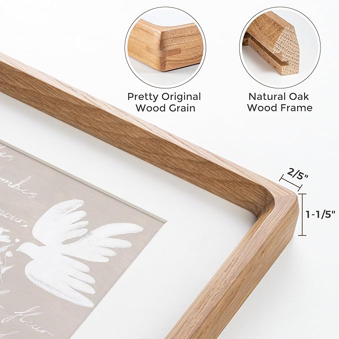 9x12 Picture Frames Natural Oak,Original Wood Hand Make Crafted Diploma Frame with Mat to 6x8 Graduation Picture Display,Family Picture,Wedding Picture,Photo,Certificate Tabletop & Wall Decoration