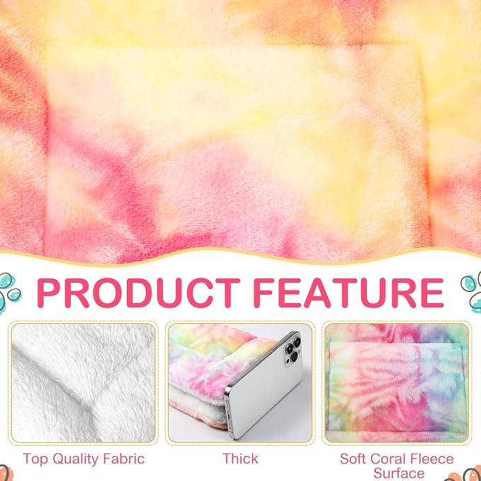 Haull 4 Pcs Waterproof Guinea Pig Bedding Soft Dog Cat Bed Crate Mat Small Animal Plush Cage Liners Rabbit Bunny Kennel Pad Reversible Cozy Pee Thickened Hamster Pad(Tie Dyed,13 x 18.5 Inch)