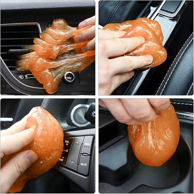 Moly Magnolia Cleaning Gel for Car, Auto Detailing Slime Mud, Putty Cleaner Dust Removal, Soft Glue Cleaning Tools Kit, Car Interior Accessories Universal for Air Vents, Keyboard, PC, Laptops (Orange)