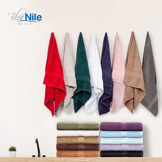 BLUENILEMILLS Premium Towel Collection, Egyptian Cotton Towels for Shower and Bathroom Assorted 6-Piece Face Towel Set, 13" x 13", Red by Blue Nile Mills