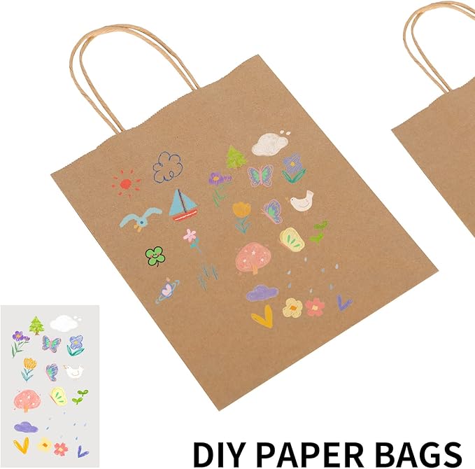 Toovip 90 Pack Plain Brown Kraft Paper Bags with Handles Bulk, Multiple 3 Assorted Sizes Gift Bags for Favors Grocery Retail Party Birthday Shopping Business Goody Craft Merchandise Take Out Sacks