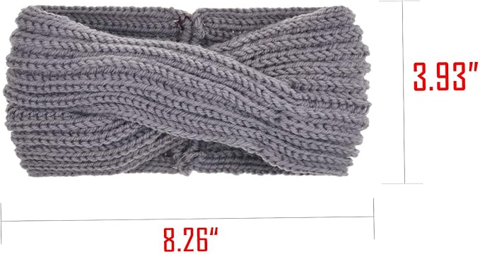 DRESHOW Winter Knit Chunky Headbands for Women Crochet Turban Knitted Ear Warmer Fashion Head Wrap 6 Pack